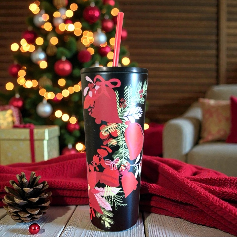 Starbucks NEW Christmas 2021 Poinsettia Metal 16oz Holiday Collectible Tumbler